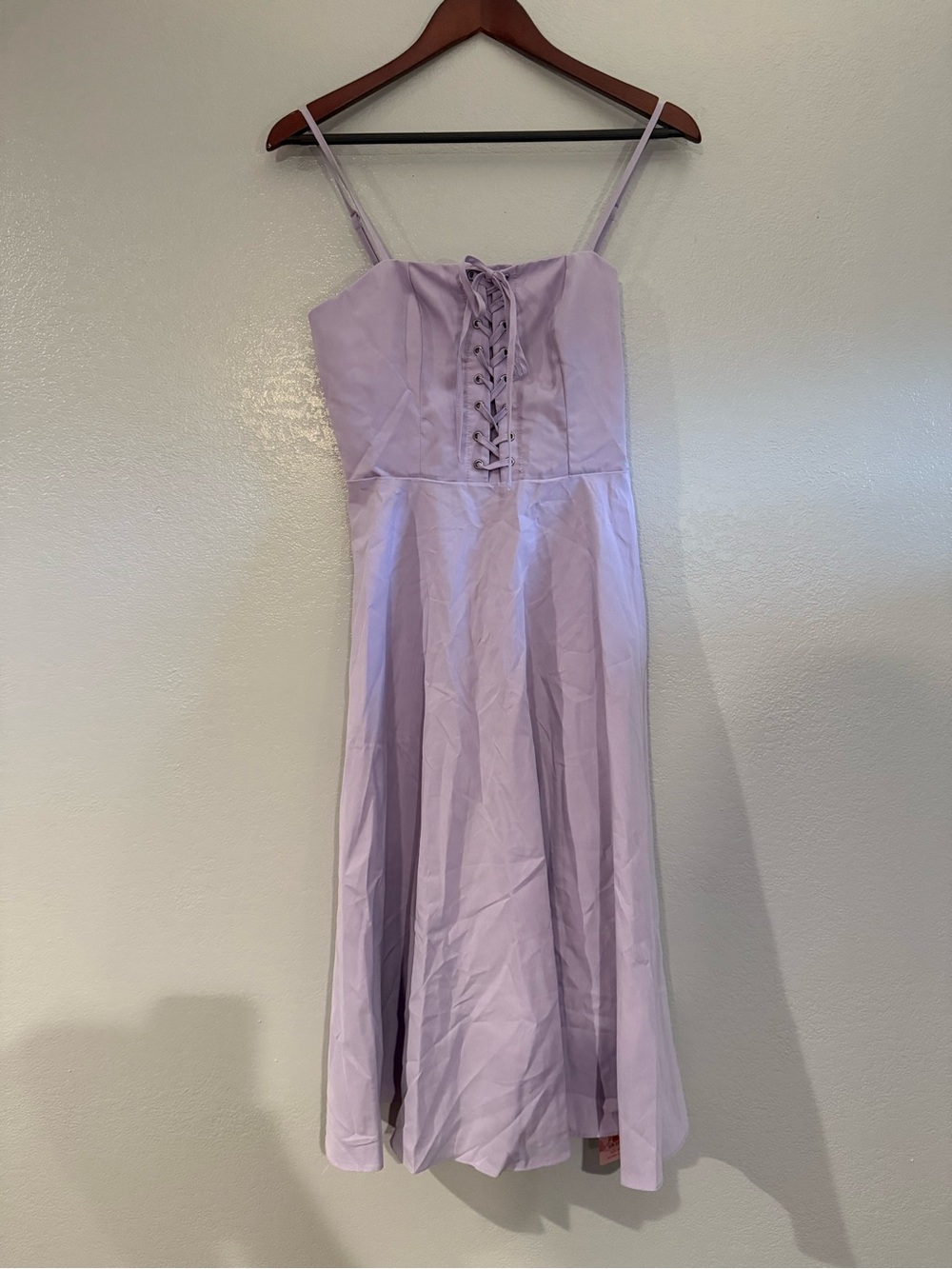 SHEIN Lavender Lace-Up Spaghetti Midi Dress